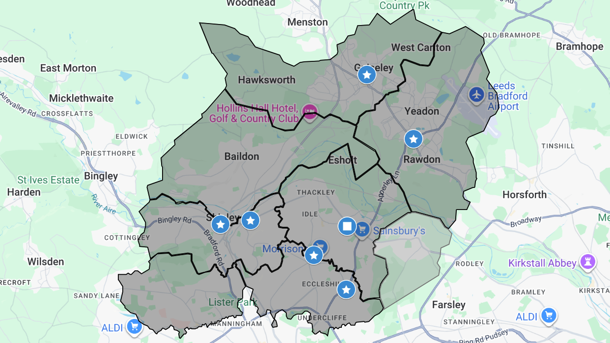 Bradford North Foodbank approximate coverage