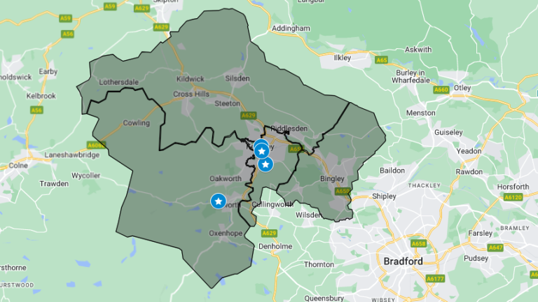 Keighley foodbanks approximate coverage